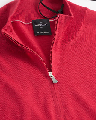 Gran Sasso Travel Wool Mock Zip Red 1 2