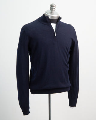 Gran Sasso Travel Wool Mock Zip Navy 11