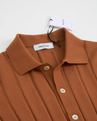 Gran Sasso Fully Button Dropstitch Knit Shirt Terracotta 1 1