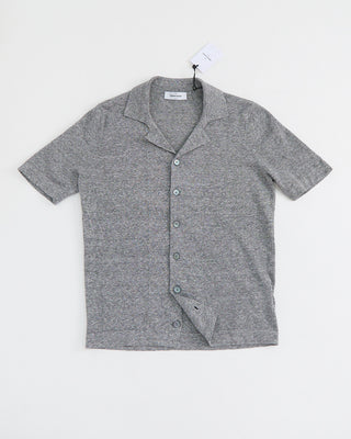 Gran Sasso Cuban Collar Cotton Linen Knit Shirt Grey 1