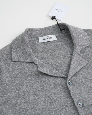 Gran Sasso Cuban Collar Cotton Linen Knit Shirt Grey 1 2