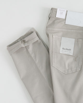 Re HasH Taupe Cotton Tencel Lightweight Summer Pants Tan 1 5