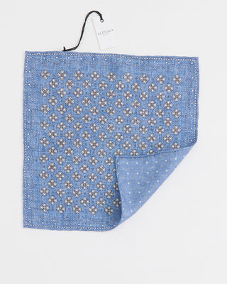 Alessio Medallion Print Pocket Square Blue 1 1