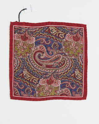 Alessio Abstract Paisley Print Pocket Square Red 1