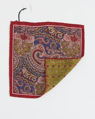 Alessio Abstract Paisley Print Pocket Square Red 1 1