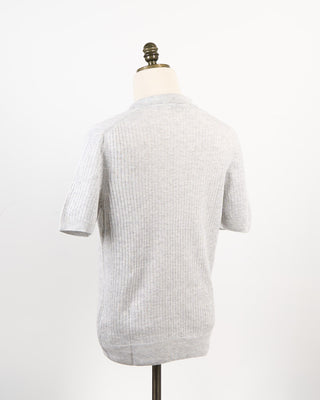 Gran Sasso Cotton  Linen Ribbed Fine Knit Polo Grey 294