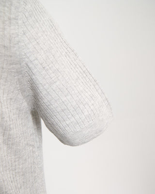 Gran Sasso Cotton  Linen Ribbed Fine Knit Polo Grey 297