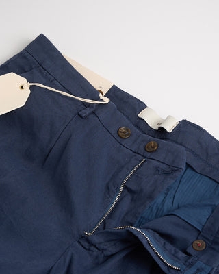 Briglia 1949 Comfort Fit Linen Stretch Summer Trousers Navy 421