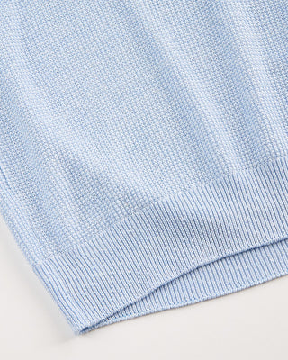 Gran Sasso Linen  Cotton Popcorn Stitch Johnny Collar Polo Light Blue 4 1816