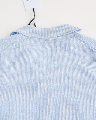Gran Sasso Linen  Cotton Popcorn Stitch Johnny Collar Polo Light Blue 5 1815