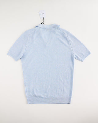 Gran Sasso Linen  Cotton Popcorn Stitch Johnny Collar Polo Light Blue 6 1814