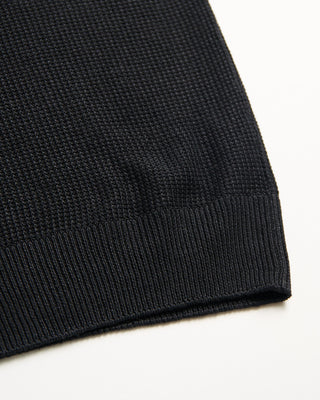 Tagliatore Johnny Collar Linen  Cotton Sweater Polo Black 11 182
