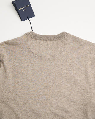 Paul  Shark Leather Trim Cotton  Cashmere Crewneck Taupe 5 233