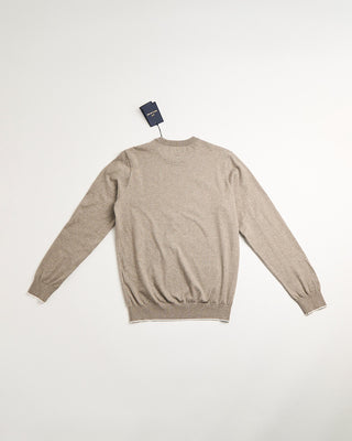 Paul  Shark Leather Trim Cotton  Cashmere Crewneck Taupe 7 232