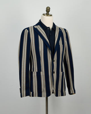 Tagliatore Iconic Bold Stripe Knit Soft Jacket Navy  White 13865434