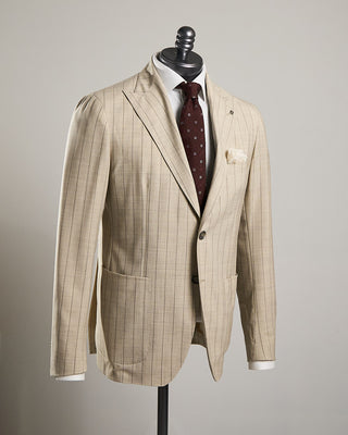 Tagliatore Wide Pinstripe Suit Oatmeal 3 1647