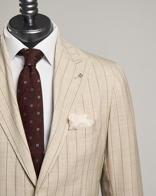 Tagliatore Wide Pinstripe Suit Oatmeal 4 1649