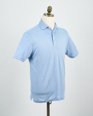 Gran Sasso 100% Linen Standup Collar Polo Light Blue 1495