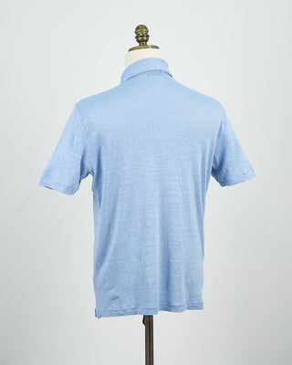 Gran Sasso 100% Linen Standup Collar Polo Light Blue 1496