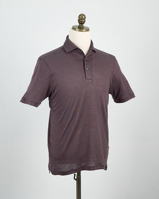 Gran Sasso 100% Linen Standup Collar Polo Plum 1486