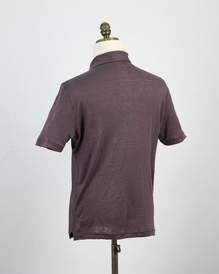 Gran Sasso 100% Linen Standup Collar Polo Plum 1487