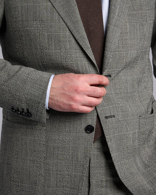 Tagliatore Glencheck Wool Seersucker Stretch Soft Suit Grey  Black 6