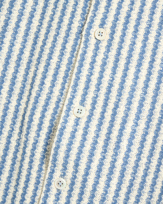 Gran Sasso Ruschel Zig Zag Full Button Short Sleeve Overshirt Blue 5 7199