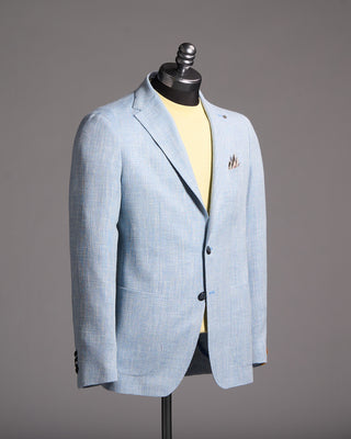 Tagliatore Wool Silk  Cotton Herringbone Soft Jacket Light Blue 7 8353