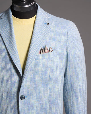 Tagliatore Wool Silk  Cotton Herringbone Soft Jacket Light Blue 8 8359