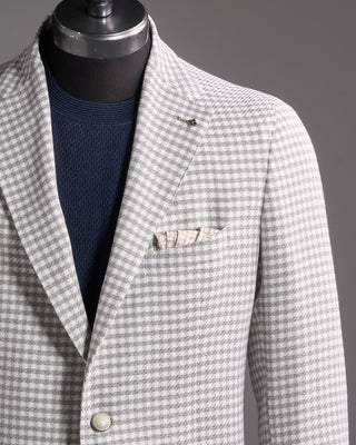 Tagliatore Soft Vanise Gingham Stretch Soft Jacket Grey 3 7365
