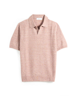 Gran Sasso Waffleknit Cotton  Linen Johnny Collar Polo Salmon 3 7176