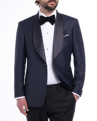Tagliatore Blue Textured Dinner Jacket Blue  Black 1