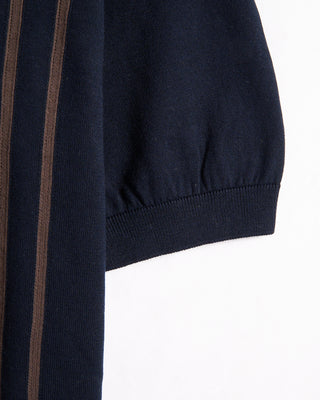 Gran Sasso Retro Stripe Full Button Polo Navy 2 8845