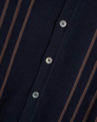 Gran Sasso Retro Stripe Full Button Polo Navy 3 8846