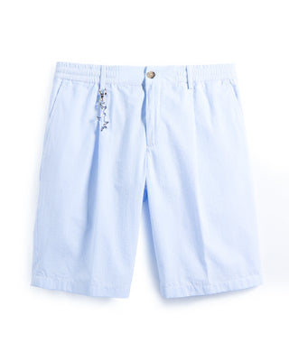 Paul  Shark Light Cotton Seersucker Bermuda Shorts Light Blue 8614