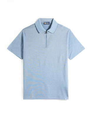 Paul  Shark Silk Cotton Blend Zip Up Polo Shirt Blue 1 7240