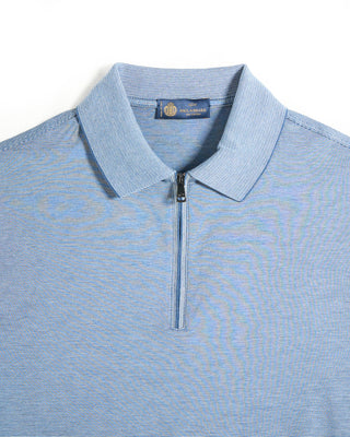 Paul  Shark Silk Cotton Blend Zip Up Polo Shirt Blue 2 7239