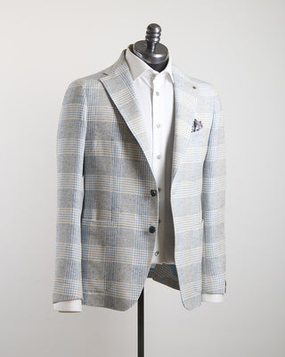 Tagliatore Elegant Summer Check Jacket Light Blue 1410