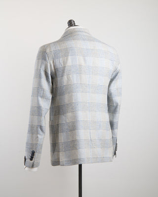Tagliatore Elegant Summer Check Jacket Light Blue 1411
