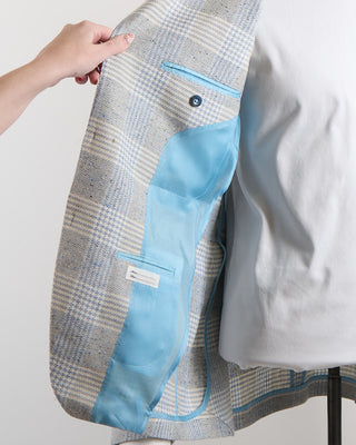 Tagliatore Elegant Summer Check Jacket Light Blue 1412