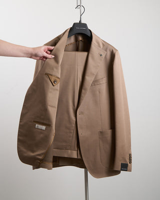 Tagliatore Wool  Cotton Stretch Suit Camel 1458