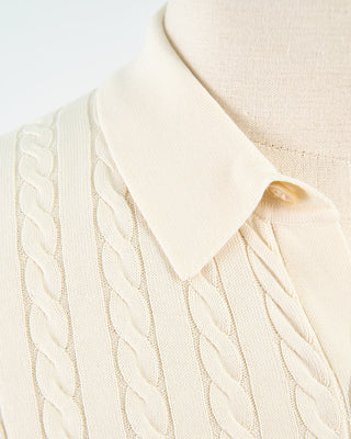 Gran Sasso Cableknit Full Botton Polo Cream 1730