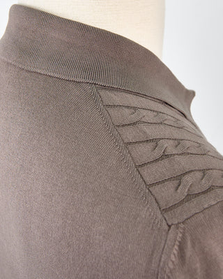 Gran Sasso Cableknit Full Botton Polo Taupe 1712