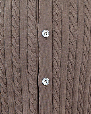 Gran Sasso Cableknit Full Botton Polo Taupe 1713