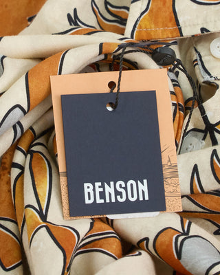 Benson Champlain Orange Tropical Cotton  Tencel Short Sleeve Shirt Orange 1 5