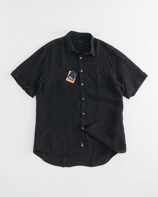 Benson Miami 100% Linen Short Sleeve Shirt Black 1 2