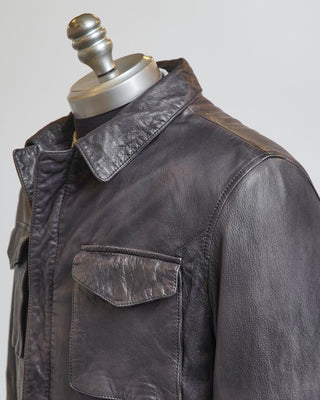 Gimos Gms 75 Lamb Nappa Fur Lined Washed Leather Jacket Chocolate  2