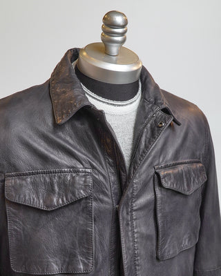 Gimos Gms 75 Lamb Nappa Fur Lined Washed Leather Jacket Chocolate  3