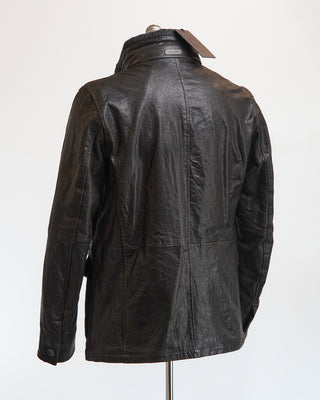 Gimos Brown Ribbed Collar Leather Field Jacket Brown 