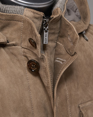 Gimos Hooded Suede Safari Jacket Taupe 10 5138